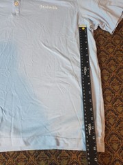 Columbia Men’s Size Large Baby Blue Short Sleeve Polo Shirt – White Stitched