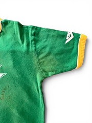 PONY Men’s Medium Green/Yellow Ringer T-Shirt Graphic Logo Crew Neck VNTG RETRO