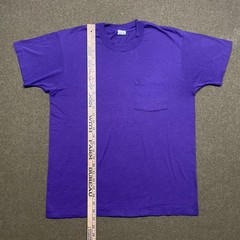 SEE PHOTOS – VTG 80s Fruit of the Loom Pocket Shirt Large Purple Single Stitch