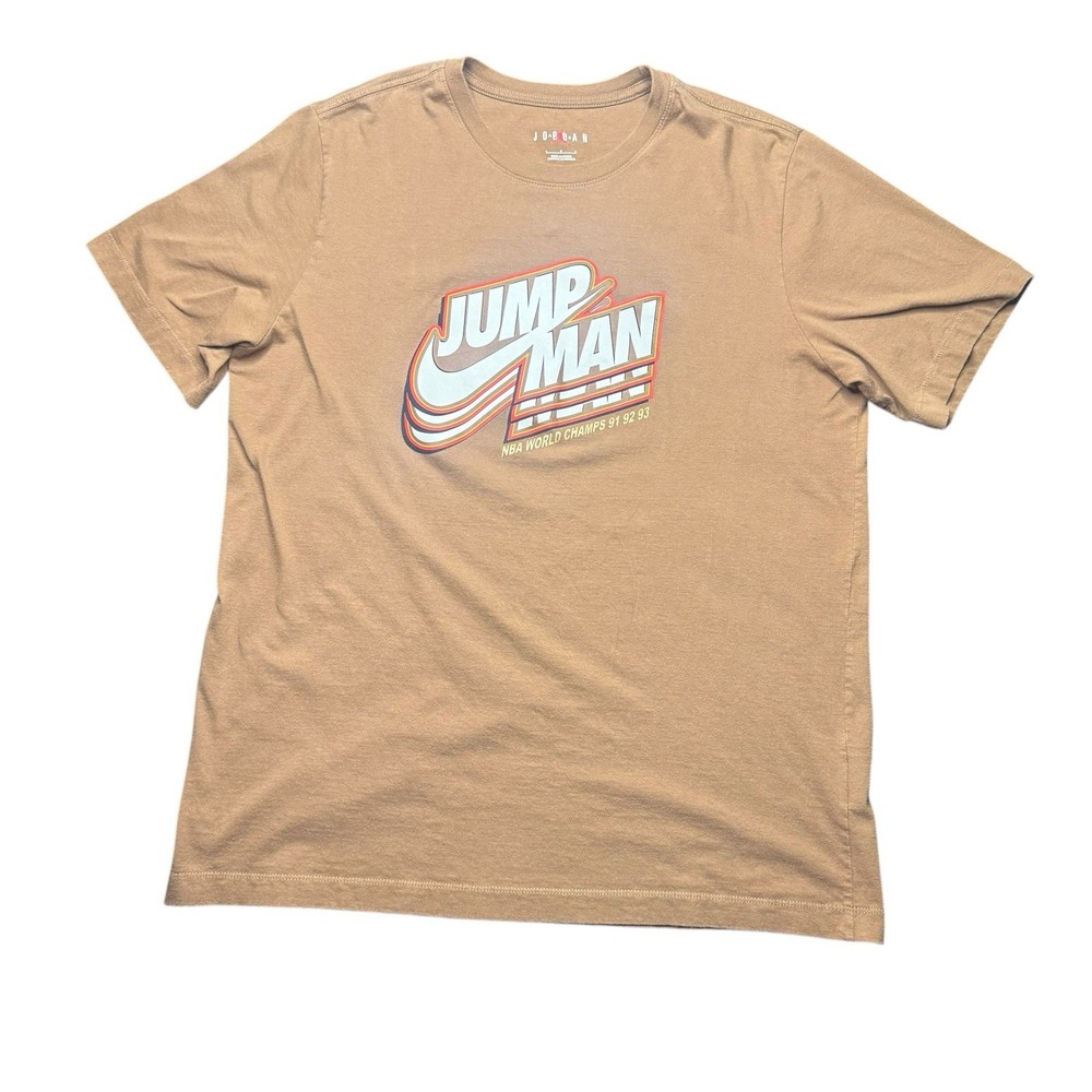 Air Jordan Jumpman Logo Brown T Shirt World Champions Mens L Crewneck