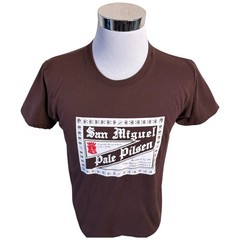 San Miguel Pale Pilsen Beer Graphic T-Shirt Mens Large Brown White Philippines