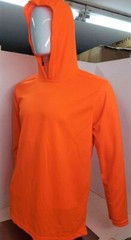 Orange Long Sleeve Safety Shirt With Hoodie, Polyester Birdeye mesh fabric