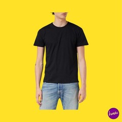 FRUIT OF THE LOOM Men’s Crew Neck T-Shirts, Set of 5, Cotton, Black, UK S | EU S
