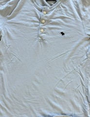 Abercrombie & Fitch Henley Shirt Mens Small Light Blue Short Sleeve Moose Logo