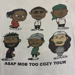 Asap MOB too cozy tour LS shirt white Med RIP ASAP YAMS peanuts cartoon spoof