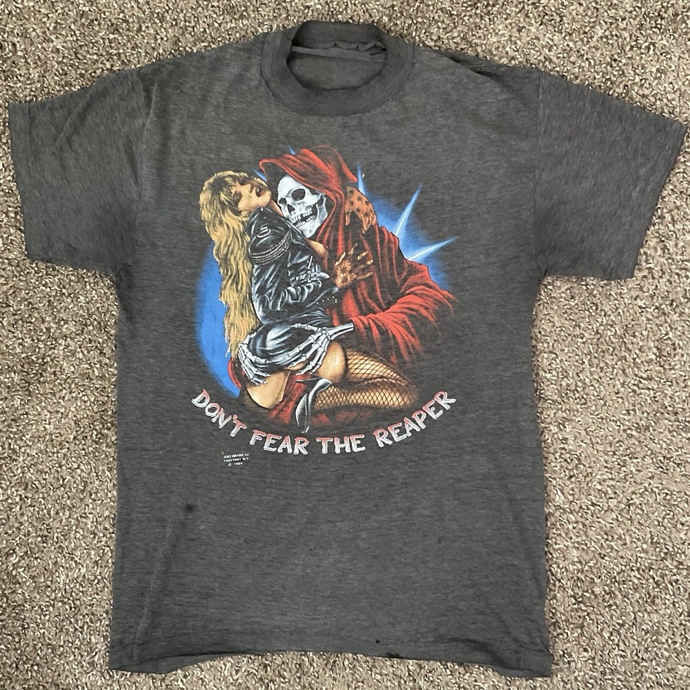 ‘Don’t Fear The Reaper’ Just Brass 3D Emblem 1989 Vintage Shirt Size XL