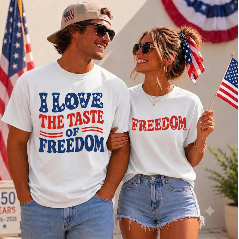 I Love The Taste Of Freedom Shirt, Matching 4th Of July Couples Tee