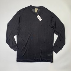 LL Bean Shirt Mens L Large Black Sheer Silk Crewneck Lightweight Underwear Base