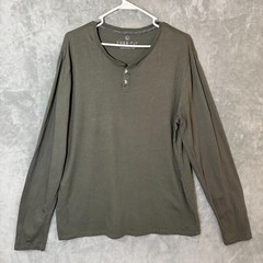 Free Fly Bamboo Flex Henley Mens Large L Olive Green Long Sleeve Fishing Shirt