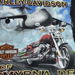 Harley Davidson T Shirt Mens Sz Large Black Rommel Smyrna DE Bike Jet Eagles USA