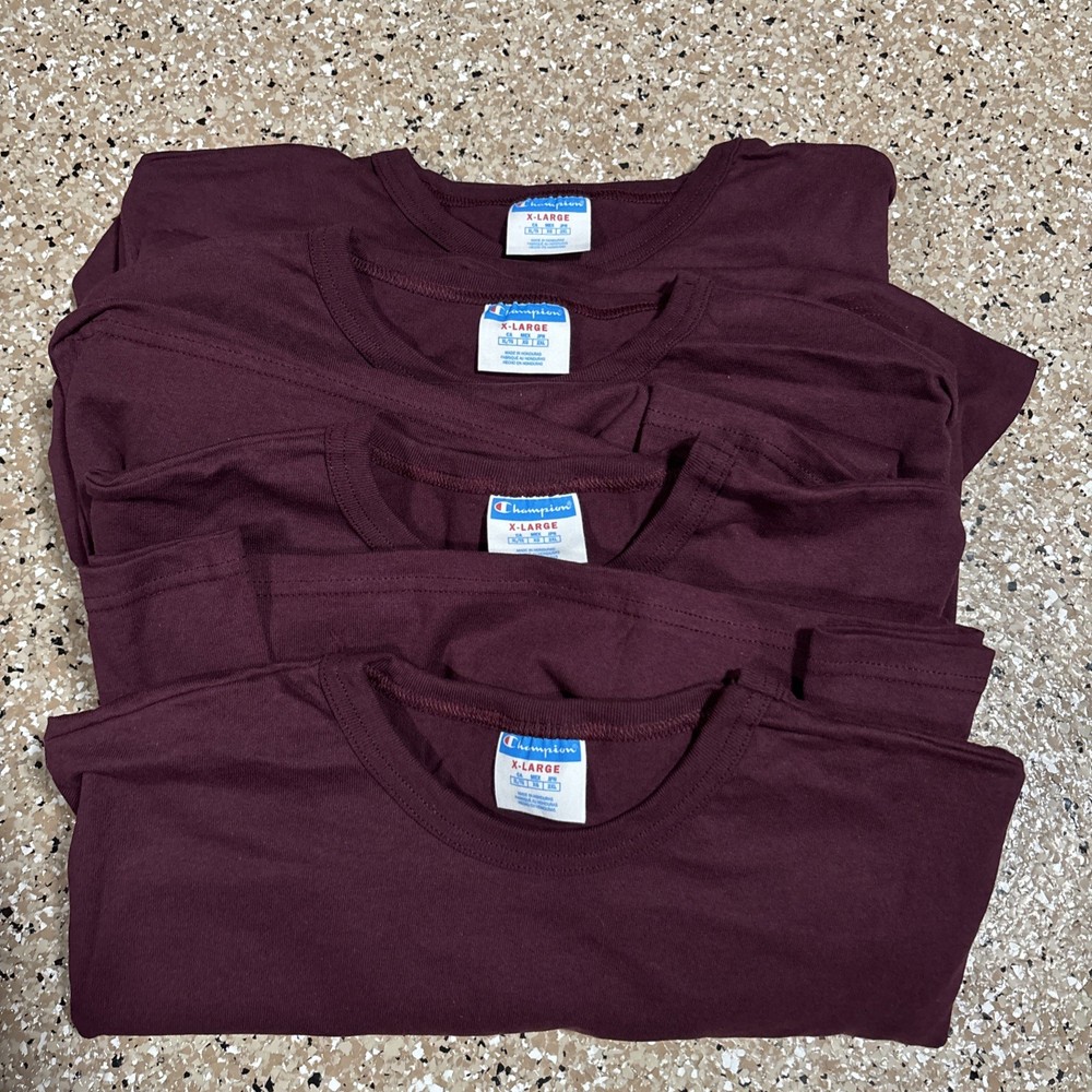 VINTAGE XL Champion Maroon Plum Heavy Weight Cotton TShirt EXTRA LARGE Lot Of 4