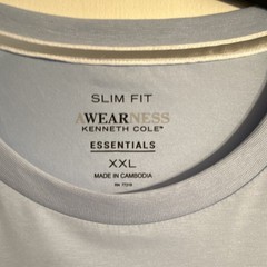 Kenneth Cole Awearness Essentials Slim Fit Light Blue Solid Crew Neck Tee XXL