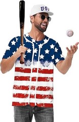 USA Flag Baseball Jersey Patriotic Unisex Shirt for Men & Women Adult & Youth