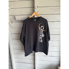 Carhartt Mens Long Sleeve Graphic T-Shirt Black Large Workwear Logo Tee L