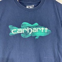 Carhartt Medium Loose Fit T Shirt Men’s Blue Fish Graphic Logo Fishing Work Wear