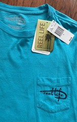 REEL LIFE NEW Fishing/Boating/Ocean Sunset Turquoise Blue LS TShirt (LARGE) NWT