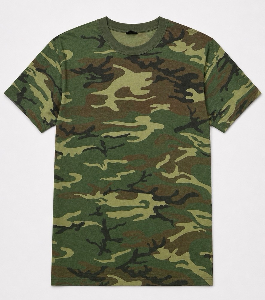 Woodland Camouflage T-shirt Men’s Large Green Brown Tan Grunge Military Outdoors