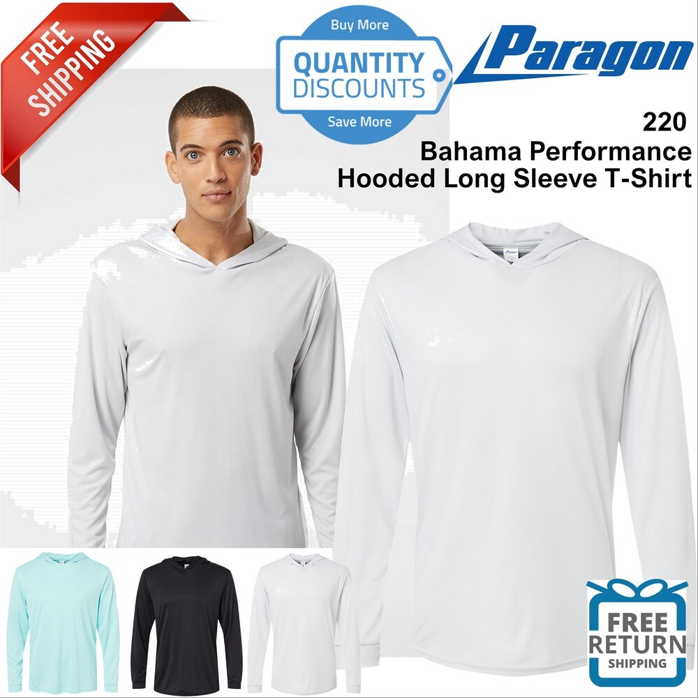 Paragon Men Bahama Performance Hooded Long Sleeve T-Shirt 220 Up To 4XL
