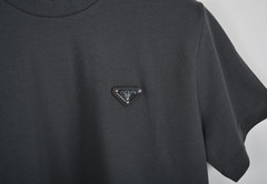 Prada Triangle Logo Terry T-Shirt Anthracite Gray Size Medium