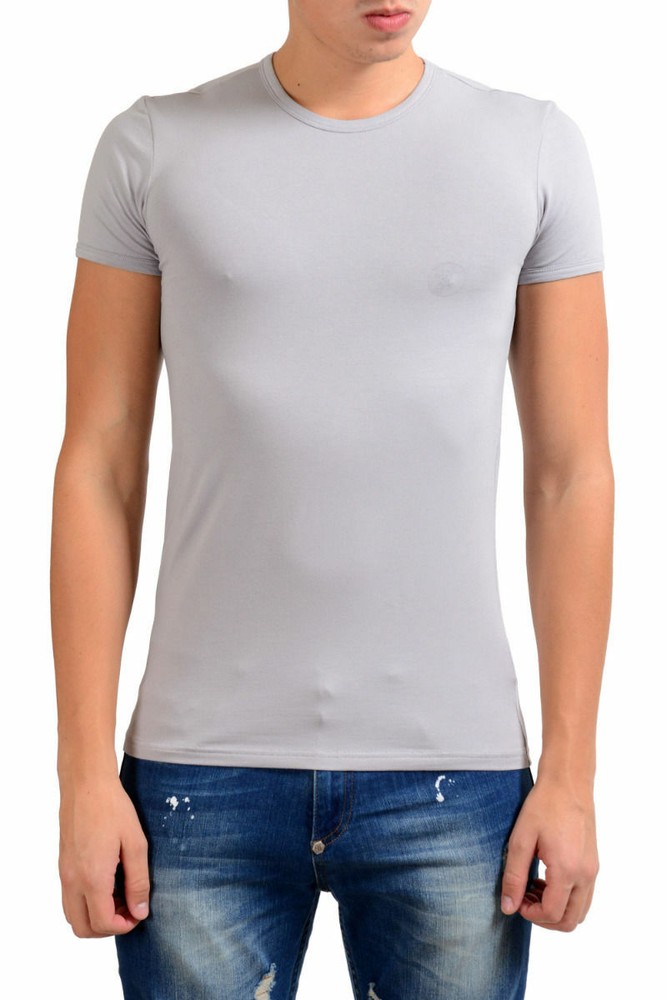 Versace Collection Men’s Gray Stretch Crewneck Short Sleeve T-Shirt US S IT M