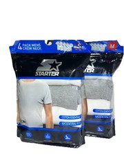 New Starter Men 4 Pack Crew Neck Cotton Essential Shirts Sizes S, M, L, XL