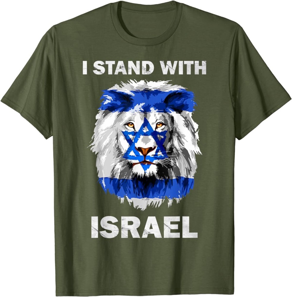 Israel Flag Lion Jewish Star David I Stand With Israel T-Shirt