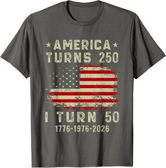 Funny America Turns 250 I Turn 50 1976 50th Birthday T-Shirt