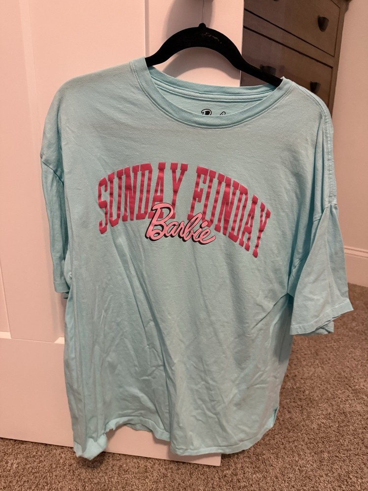 Barbie Sunday Funday Aqua T Shirt Women’s Large Mattel 2023 Graphic Tee