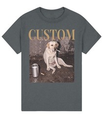 Funny Pet Photo Meme Shirt Custom Dog Graphic Tee Vintage Cat Smoking Tshirt