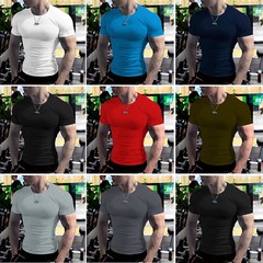 Summer Male t-Shirt Casual Soild White t Shirts Men Short Sleeve Top Oversized C