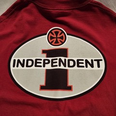 Vintage Independent Shirt Men Large Red Trucks Iron Cross Skater 90s Y2K