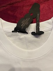 White Round Neck V Lone T Shirt Angel Smoke Black Print 100% Cotton Sz Small