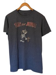 Tom & Jerry T-Shirt Men’s M Gray Retro Hanna-Barbera Cartoon Cat Mouse Tee