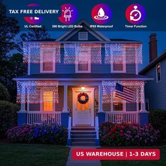 (New) American Flag Net Lights, 6.5 ft x 3.3 ft Waterproof USA Flag Lights Outdo