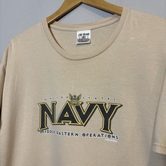 7.62 Design Navy T-Shirt Military Graphic Print Short Sleeve Biege Size Large