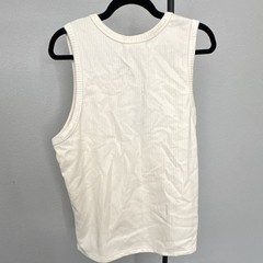 NOVAMEN Men’s White Ribbed Crew Neck Sleeveless Solid T-Shirt Regular M