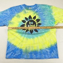 Suna Platinum Be Kind Sunflower Tie Dye T-Shirt Mens 2XL Blue Yellow Green Tee