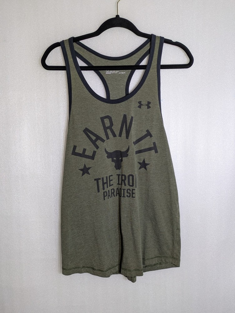 Under Armour Men’s Small Green/Black HeatGear Earn It Iron Paradise Muscle Tank