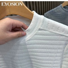 Summer Men Knitted Textured T-Shirt Slim Casual Solid O-Neck Short Sleeve Top