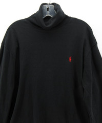 VINTAGE Ralph Lauren Shirt Men Medium Black Turtleneck Red Pony Minimalist *