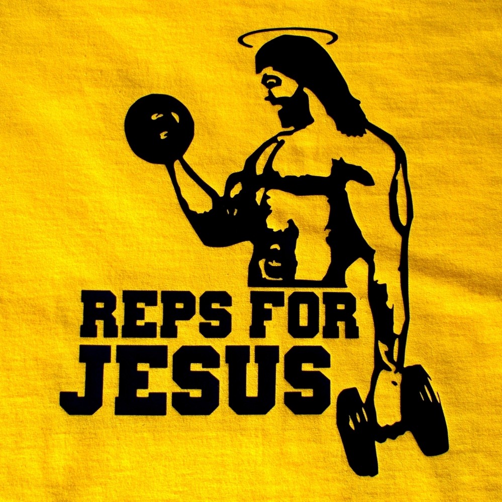 gym tee T-shirt tshirt body building REPS FOR JESUS F weight training lifting