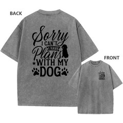 Men’s Vintage Oversized Washed Tee,”Plans With My Dog” Funny Quote Print T-Shirt