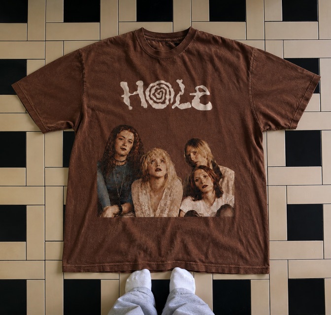 Hole Brown Graphic T-Shirt Vintage Style Alternative Rock Band Tee