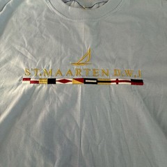 Vintage 90s St. Maarten D.W.I. Embroidered Nautical Flag Souvenir T-Shirt