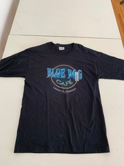 Vintage Blue Dog Café Shirt Medium Blue Lafayette Louisiana Streetwear Grant St