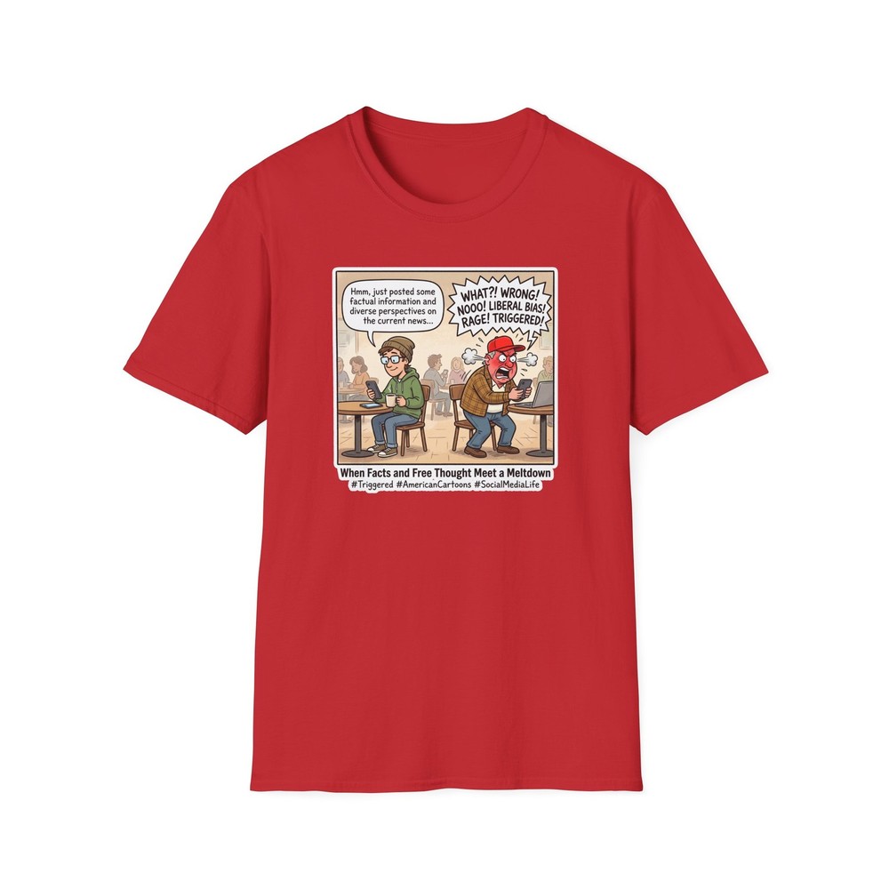 Funny Political Cartoon T-Shirt MAGA Triggered Social Media Meme Graphic Tee