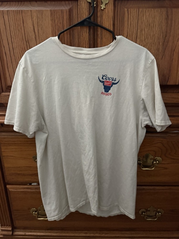 Coors Rodeo Cowboy Banquet Beer White T-Shirt Men Large