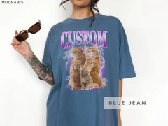 Custom Pet Portrait Comfort Tee Vintage Dog Cat Lover Shirt