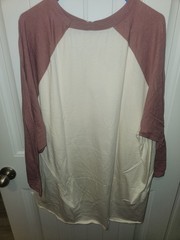 Women’s 3XL Long Beige/Pink Raglan Crew T-Shirt Butterfly Fearless Joshua 1:9