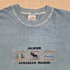 VTG Single Stitch Jasper Canadian Rockies Embroidered Graphic T-Shirt Mens XL